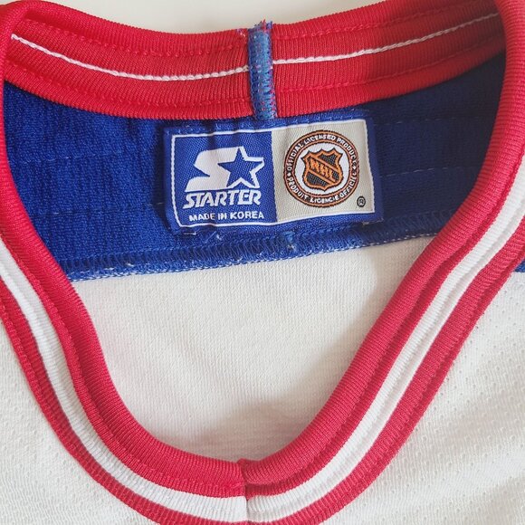 Vtg 90's Starter New York Rangers Jersey Authentic Center Ice Fight Strap NHL - Picture 5 of 16